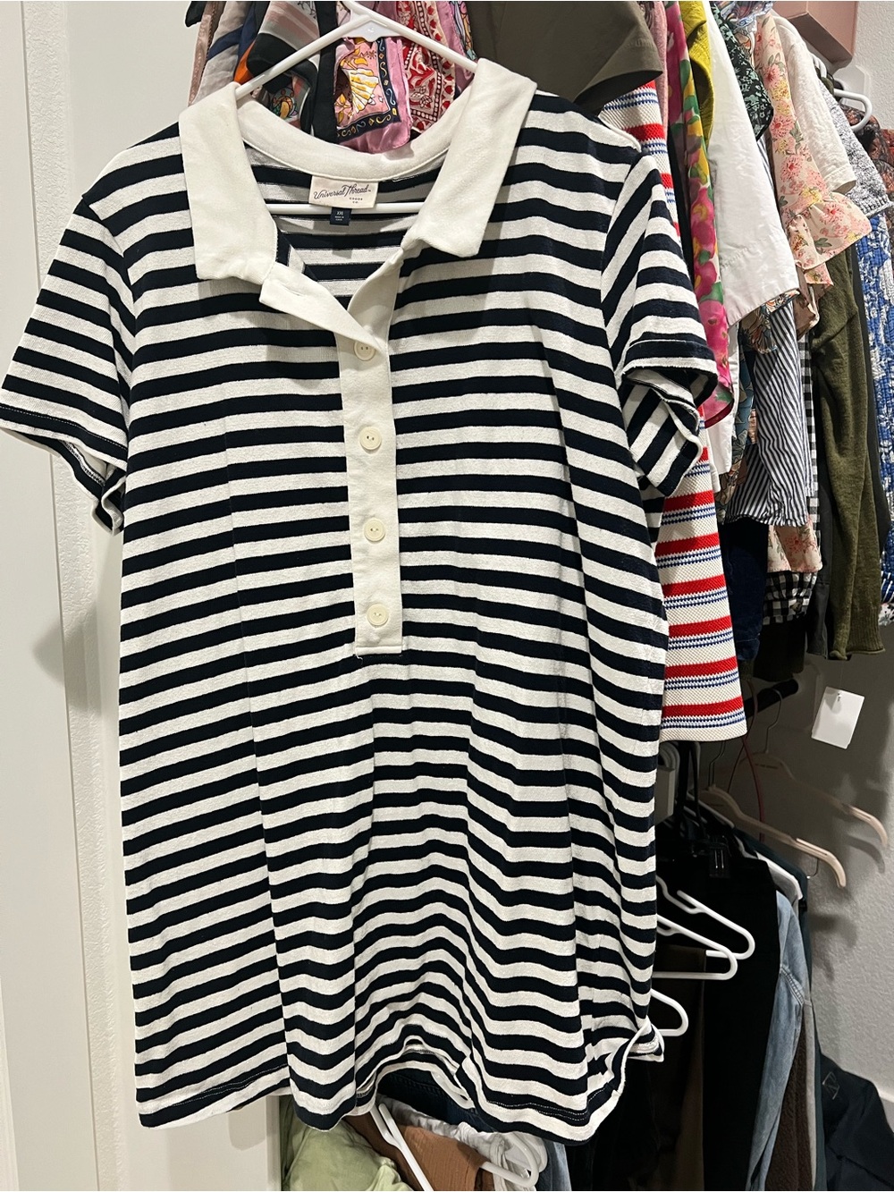 Universal Thread Black & White Striped Polo Dress